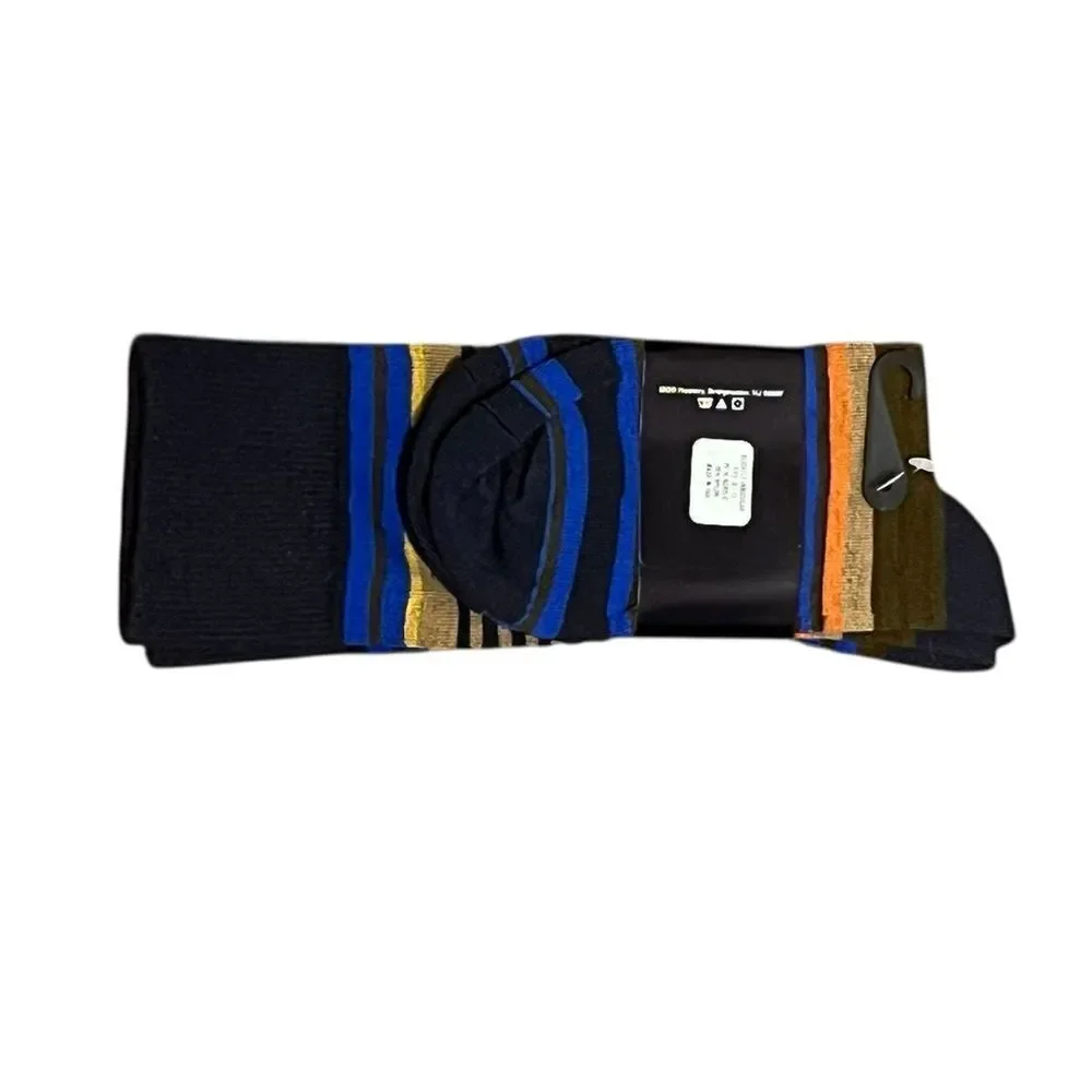 Izod Men's Blue and Brown Striped‎ Socks, Size L, NWT